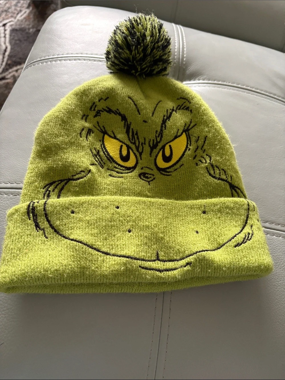 Dr. Seuss Grinch Lime Green Pom Pom Beanie Hat